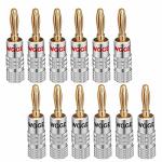 Wgge WG-009 Banana Plugs Audio Jack Connector 24K Gold Dual Screw Lock Speaker Connector For Speaker Wire Wall Plate Home Theate