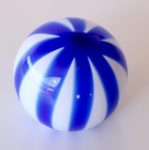 White & Blue Striped Glass Ball 9CM