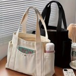 Chic Large Canvas Tote Bag For Girls - Durable Lightweight With Multiple Pockets & Zip Closure - Perfect For Everyday Use Availa