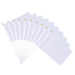 Foytoki 24PCS Hand-cranked Referee Flags White Waving Flags For Sports Events Easy To Assemble Racing Banners For Fans Parties A