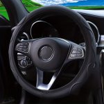 Car Pu Leather Steering Wheel Cover Non-slip Pu Leather 37-38CM Embossed Corrugated Elastic Steering Wheel Cover Four Seasons Un