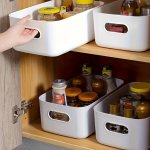 2PCS Storage Basket Large Capacity White Storage Box Multifunctional Plastic Sundries Sorting Box For Kitchen Bathroom And Bedro