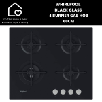 Whirlpool Black Glass 4 Burner Gas Hob - 60CM