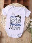 I'm Proof Daddy Does Not Play Video Games All The Time Game Console Print Baby Romper Summer Newborn Short-sleeved Jumpsuit Preg