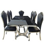 Geolani Black Glass And Longback Chair Dining Room Set