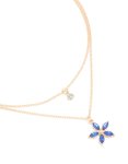 Goldair Gold Clear & Blue Diamante Flower Layered Necklace