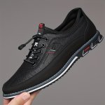 Plus Size Men's Casual Shoes With Microfiber Leather Uppers Breathable Soft-sole Slip On Shoes With Elastic Shoelaces For Outdoo