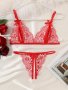 Women's Sexy Floral Lace Lingerie Set Cupless Bralette With Bow Detail And Crotchless Thong Panty Boudoir Intimate Wear