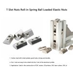 30 50PCS T Slot Nuts Roll-in Spring Ball Loaded Elastic Nuts Bella Bays 2020 Series Metric M6 T Spring Nuts Half Round Coil Spri
