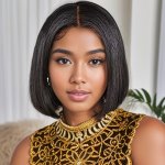 Short Bob Wig Lace Front Human Hair Wigs Brazilian Bone Straight Wigs For Women Human Hair 4X1 T Part HD Lace 150% Density