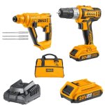 Ingco - Lithium Ion Drill Inc 2X Batteries Charger Rotary Hammer & Bag