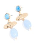 Goldair Gold Abstract Blue Stone Drop Earrings