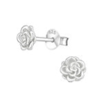 C980-C25218 - 925 Sterling Silver Rose Flower Earrings 6MM