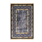 Geometric Grey & Gold Border Printed Carpet - CPR2203