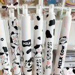 6PCS Cute Cow Series Ballpoint Pens Clear Character Smooth Writing Constant Ink Perfect School Stationery Supplies Back To Schoo