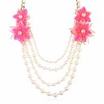 Acrylic Faux Pearl Statement Necklace - Bridal Wedding Drape Long Wrap Multi Layer Simple Necklace Braided Twisted Bib Hammock L