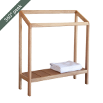 Oak Towel Rail With Shelf - Large