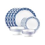 Cobalt Circles 16 Piece Dinner Set White