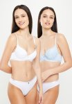 Kangol 2 Pack All Over Lace & Burn Out T-Shirt Plunge Bra - Ice Blue & Black