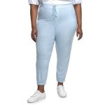 Donnay Plus Size Woven Casual Jogger Pants - Blue Stripe