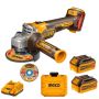 Ingco - Angle Grinder Cordless Kit - 115MM - 2 X 4.0AH Batteries