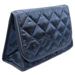 Marisa D'amico Travel Makeup Bag With Mirror Quilted Satin Blue Cosmetic Purse Size Clutch