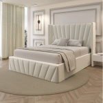 Luxury Velvet Gas-lift Storage Bed High Wingback Headboard