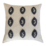 Zulu Pattern 2 Punch Needle Scatter Cover - 60CM X 60CM Charcoal On Oatmeal Fabric