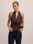 Jordyn Cowl Halter Tie Top - 16 Freckle