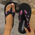 Women's Floral Flip-flops - Comfortable Summer Beach Sandals With Soft Eva Sole Breathable Fabric Upper