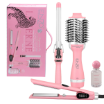 Enzo EN-5610 Professional Salon Pink 4-IN-1 Ionic Hair Straightener curling Iron comb With Essence