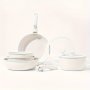 5/9PCS Fashionable Detachable Handle Pot Household Restaurant Cookware Set Non-stick Pan Full Set Frying Pan Soup Pot Flat Bottom Pot Nesting Doll Pot