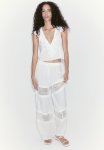 Lace-inset Cr Pe Trousers - Cream