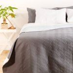 Nova Embossed Reversible Bed Cover Grey And Duck Egg - Super King 250X270CM