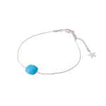 Silver Aqua Gem Chain Anklet