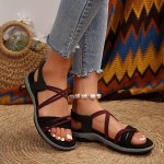 Women's Casual Sports Sandals Lightweight Non-slip Comfortable Summer Shoes Breathable Fabric Material Stylish Strappy Design