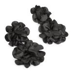 Black Double Flowers Stud Earrings