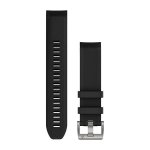 Garmin Quickfit 22 Watch Straps - Black Silicone Strap Silver
