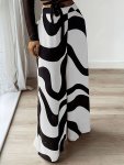 Striped Print Wide Leg Pants Casual Loose High Waist Pants For Spring & Fall Women's Clothing