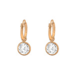 C1233-C37124 - Rose Gold 925 Sterling Silver Cz Dangle Hoop Earrings