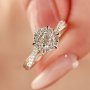 Exquisite Elegant 4 Prong Inlaid Round Zirconia Ring Bridal Engagement Wedding Jewelry For Women Wedding Band Proposal Party Jewelry Valentine's Day Gift For Lover