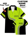Men's Customized Button Up Lapel Collar Shirt With Stylish Print Summer Graphic Short Sleeve Top Print Your Personalized Name &