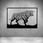 Bull Tree Art - Grey L 1000 X H 750MM