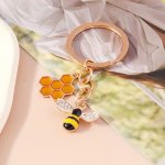 Bee Shape Rhinestone Keychain Pendant Insect Series Key Ring Pendant Bag Ornament Accessories