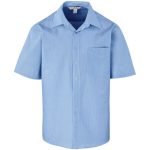 Mens Short Sleeve Micro Check Shirt Light Blue