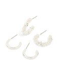 Silver Smooth & Molten Textured Hoop Earrings 2-PACK