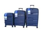 Smte Unbreakable 3-PIECE Spinner Luggage Set Pp Leather Durable Multi-size With Keychain