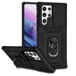For Samsung Galaxy S22 Ultra 5G Sliding Camshield Holder Phone Case Black