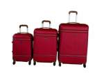 Smte Abs Hard-shell Luggage Set With Spinner Wheels And Lock System Maroon 3-PIECE With Keychain