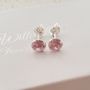 Jenna-lee 925 Sterling Silver Birthstone Jan-dec Cz Earrings Size: 6MM - October Cz Pink